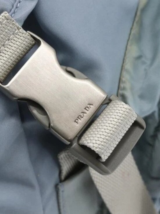 PRADA Backpack Nylon Light Blue Silver Auth 165621 main image 9